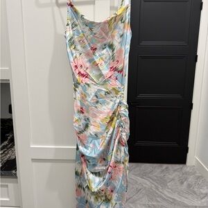 Cider One Shoulder Asymmetrical Light Blue Dress